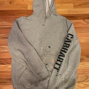 Carhartt distressed street wear grey hoodie men’s medium